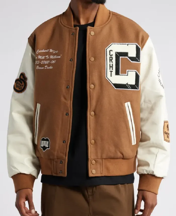 Carhartt Brown Ducks Bomber Brown Jacket - Trendy Leather Jacket