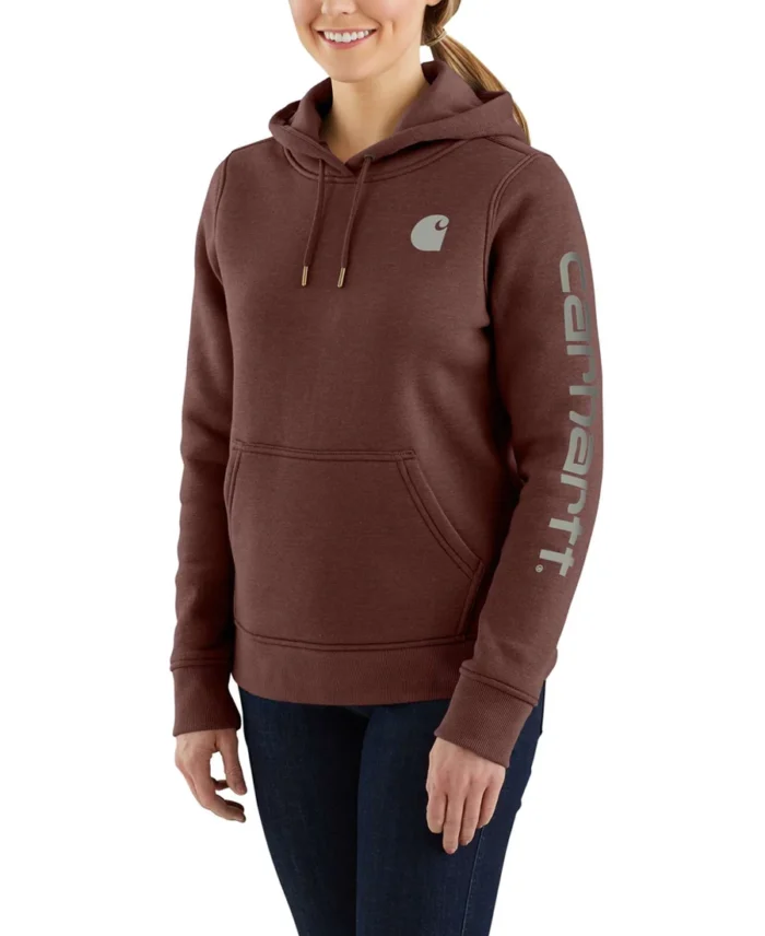 Carhartt Midweight Logo Sleeve Hoodie Brown - Trendy Leather Jackets