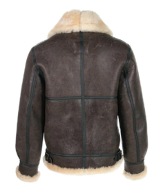 Classic Brown Sheepskin B3 Bomber Shearling Jacket Back