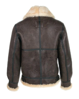 Classic Brown Sheepskin B3 Bomber Shearling Jacket Back