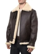 Classic Brown Sheepskin B3 Bomber Shearling Jacket Front