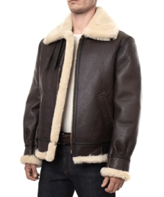 Classic Brown Sheepskin B3 Bomber Shearling Jacket Front