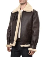 Classic Brown Sheepskin B3 Bomber Shearling Jacket Front - Trendy Leather Jackets