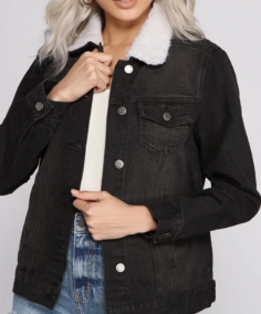 Cozy And Casual Sherpa Denim Jacket - Trendy Leather Jackets