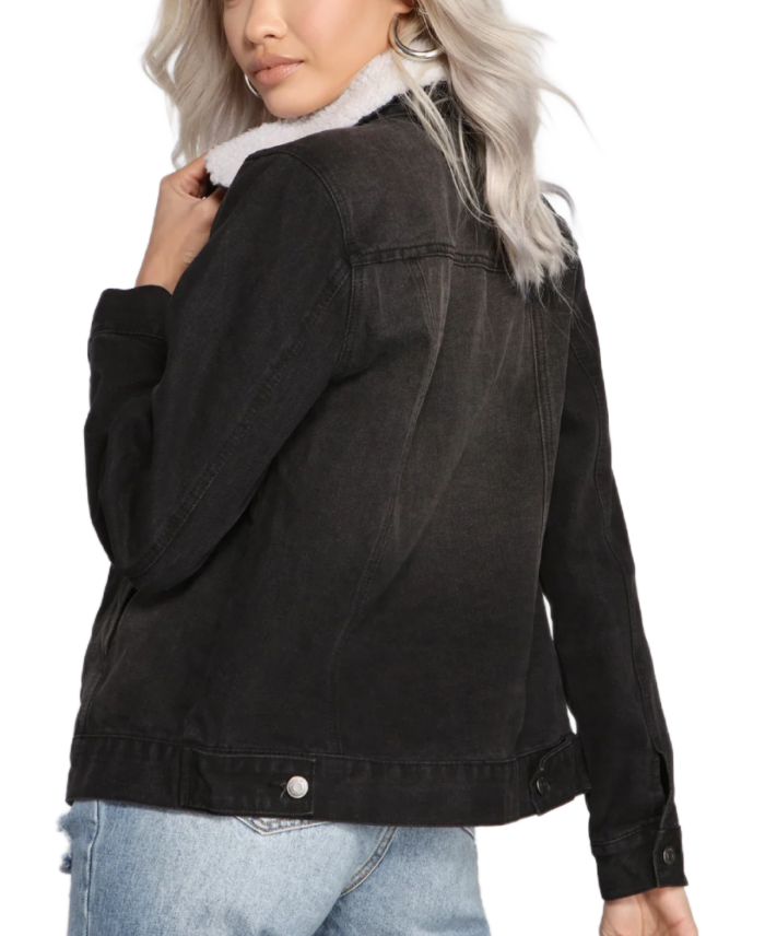 Cozy And Casual Sherpa Denim Jacket Back