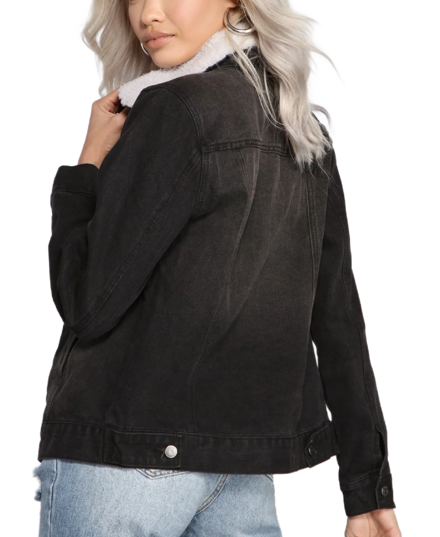 Cozy And Casual Sherpa Denim Jacket Back