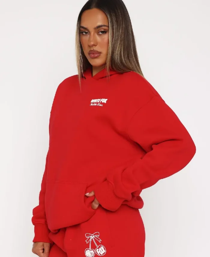 Feel The Love Oversized Red Hoodie Side - Trendy Leather Jackets