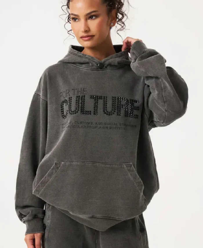 For The Culture Crystal Grey Hoodie - Trendy Leather Jackets