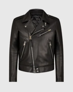 Grain Asymmetric Contrast Biker Leather Jacket - Trendy Leather Jackets