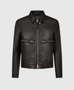 Grain Blouson Contrast Leather Jacket - Trendy Leather Jackets