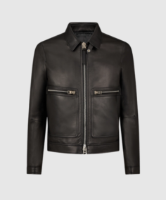 Grain Blouson Contrast Leather Jacket - Trendy Leather Jackets