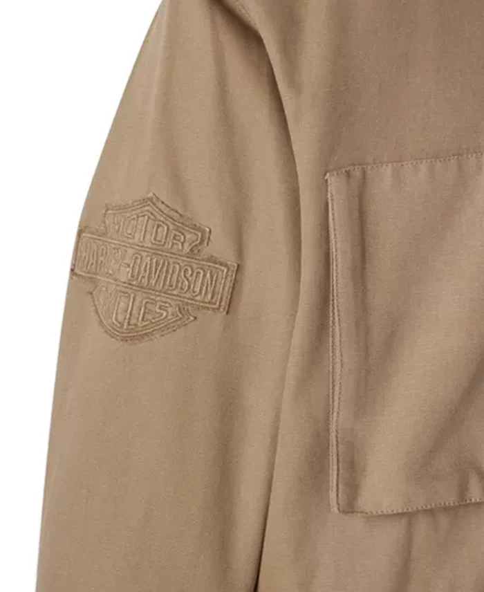 Harley Davidson Tan California Jacket Close Up - Trendy Leather Jackets