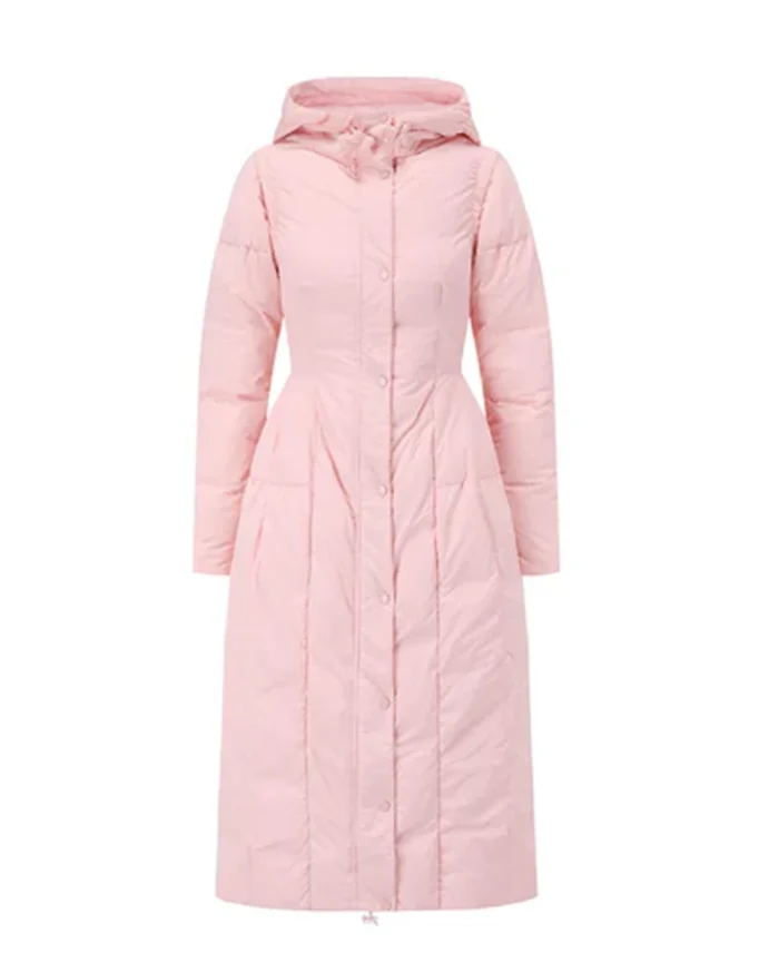 Lace Made Little Mochi Down Coat Front Pink - Trendy Leather Jacket