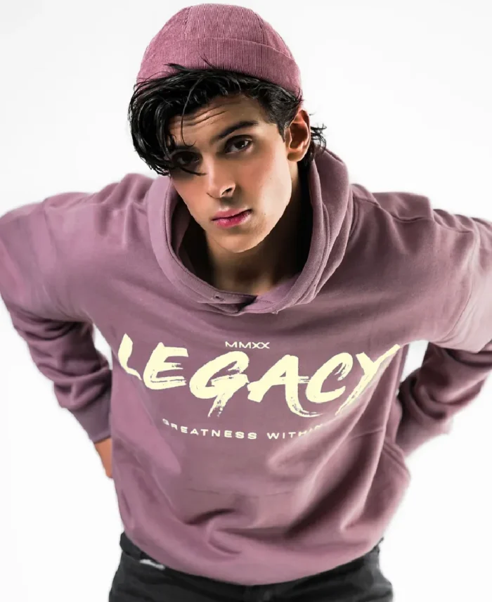 Legacy Mauve Hoodie Closeup - Trendy Leather Jackets