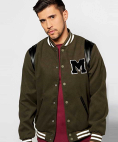 Men's Chest Badge Varsity Jacket - Trendy Leather Jackets