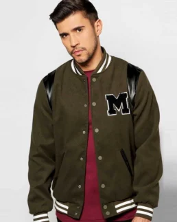 Men's Chest Badge Varsity Jacket - Trendy Leather Jackets