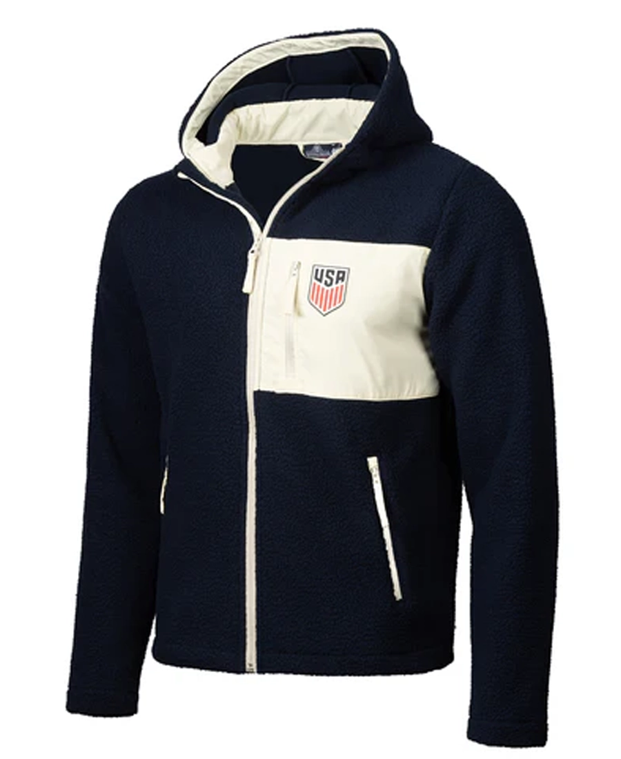 Men'S Usmnt Soccer Hooded Sherpa Jacket Men'S Usmnt Soccer Hooded Sherpa Jacket - Trendy Leather Jackets