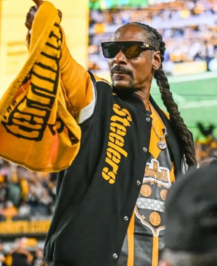 NFL Snoop Dogg Pittsburgh Steelers Varsity Jacket Front Side - Trendy Leather Jackets