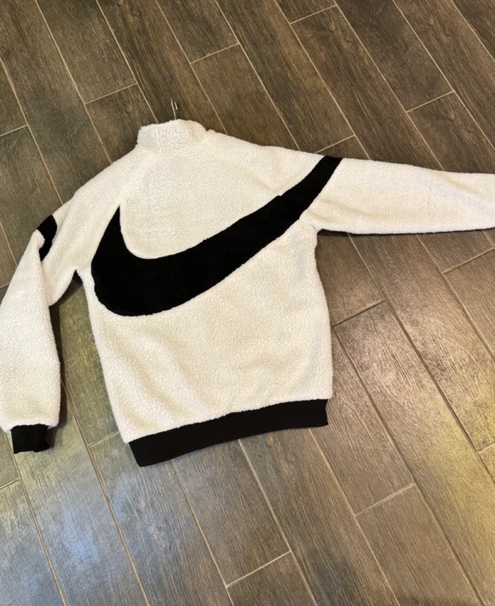 Nike Sherpa Reversible Jacket White Back - Trendy Leather Jacket