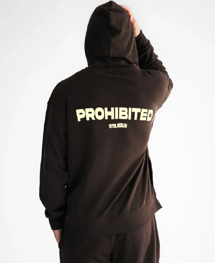 Prohibited Brown Hoodie Back - Trendy Leather Jackets