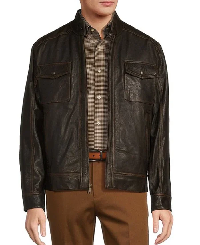 Roundtree & Yorke Big Tall Distressed Leather Jacket - Trendy Leather Jacket