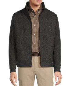 Men's Herringbone Wool Hipster Jacket - Trendy Leather Jacket