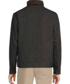 Roundtree & Yorke Herringbone Wool Hipster Jacket Back - Trendy Leather Jacket