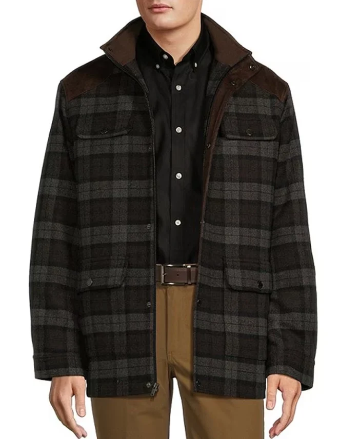 Roundtree & Yorke Plaid Wool Blend Jacket - Trendy Leather Jacket