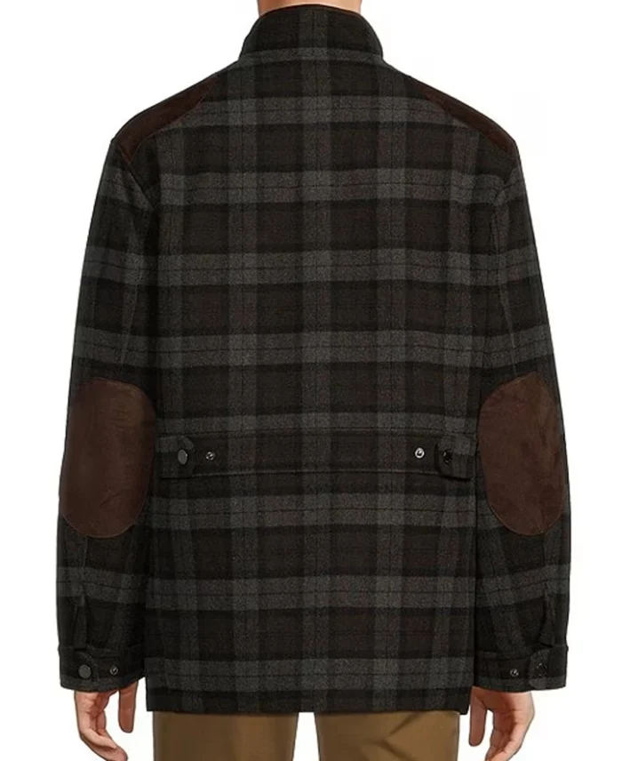 Roundtree & Yorke Plaid Wool Blend Jacket Back - Trendy Leather Jacket