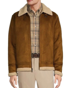 Men's Sherpa Collar Hipster Jacket Front - Trendy Leather Jacket