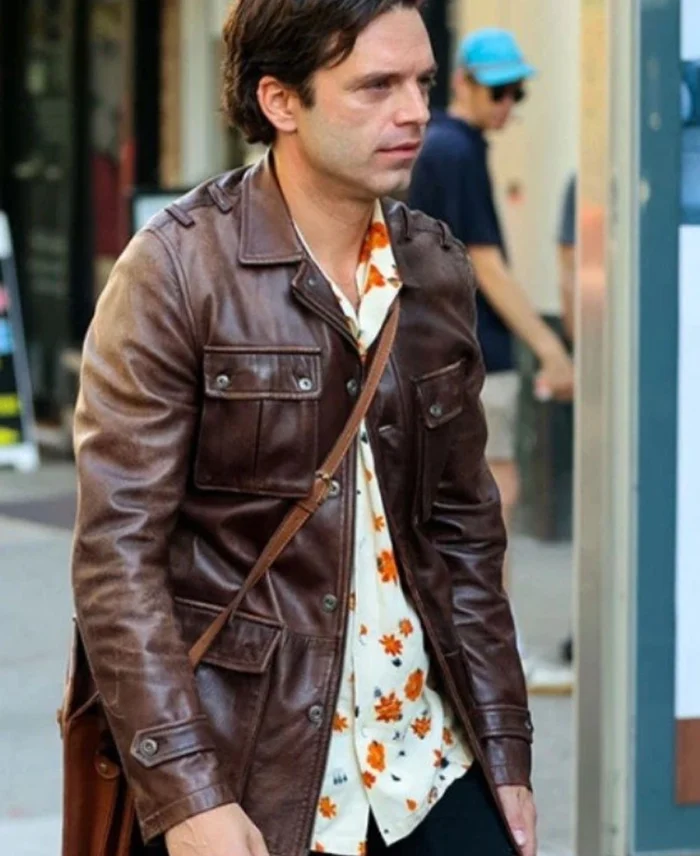 Sebastian Stan A Different Man Brown Leather Jacket Side - Trendy Leather Jackets