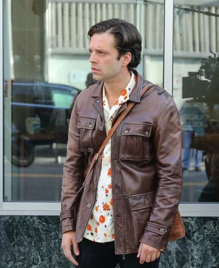 Sebastian Stan A Different Man Brown Leather Jacket Side View - Trendy Leather Jackets