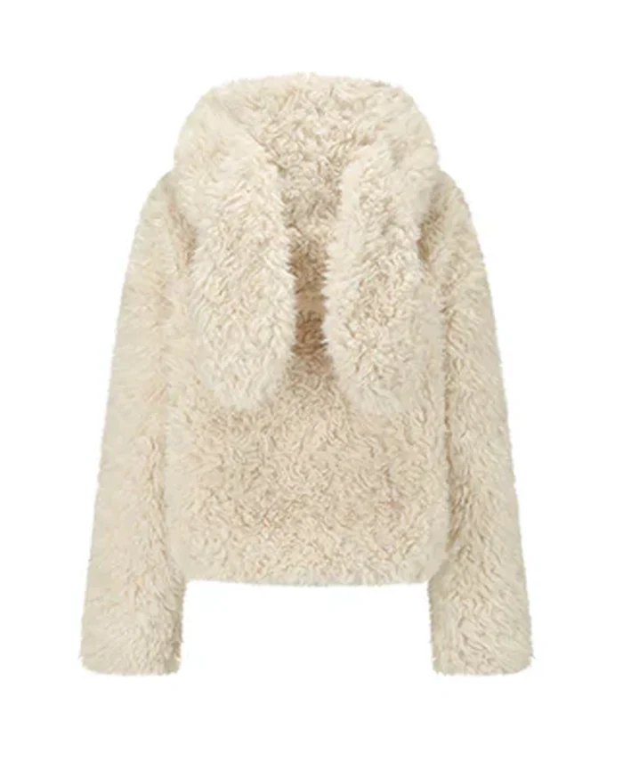 Shop Berry Katie Rabbit Faux Fur Jacket - Trendy Leather Jacket