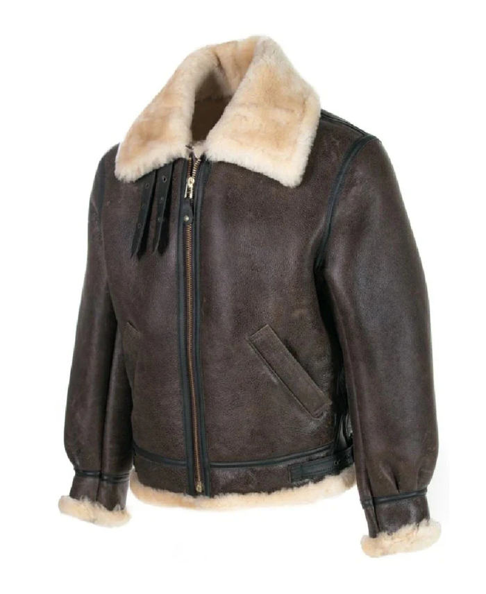 Shop Classic Brown Sheepskin B3 Bomber Shearling Jacket