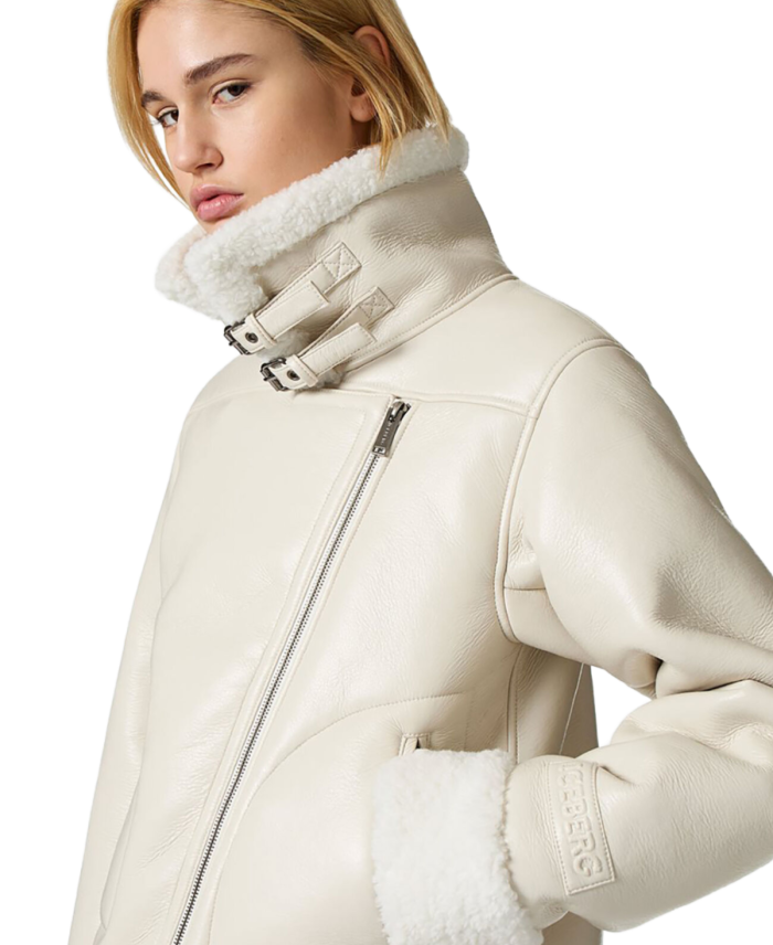 Shop Iceberg Nappa Eco Shearling Leather Jacket