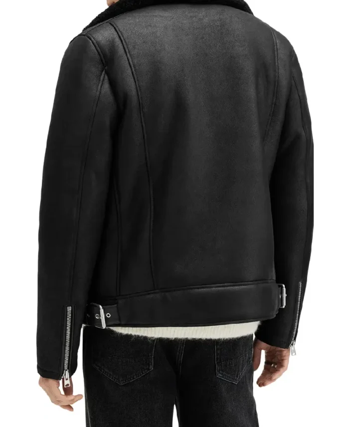 Shop The Xena Shearling Biker Black Leather Jacket - Trendy Leather Jacket