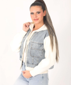 Women's White Ligth Blue Hooded Denim jacket - Trendy Leather Jackets