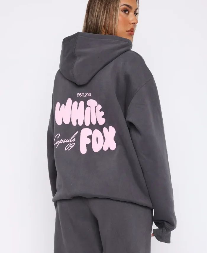 White Fox Capsule 9 Star Grey Hoodie Back - Trendy Leather Jackets