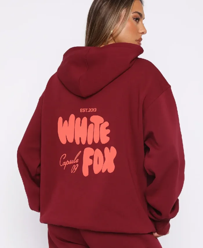 White Fox Capsule 9 Star Of The Moment Red Hoodie Back - Trendy Leather Jackets