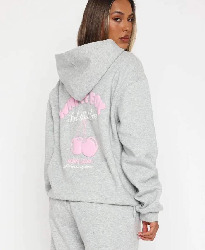 White Fox Love Me Tender Oversized Grey Hoodie Back - Trendy Leather Jackets