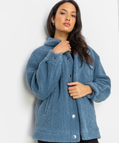 Women Teddy Trucker Sherpa Jacket - Trendy Leather Jackets