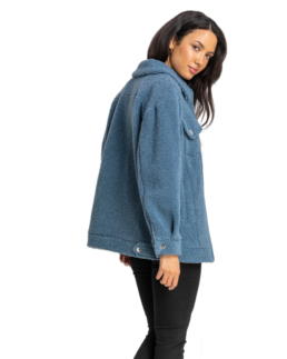 Women Teddy Trucker Sherpa Jacket Side
