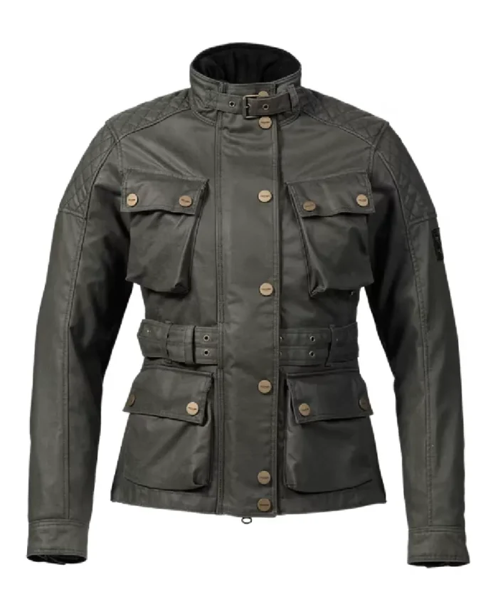 Women Triumph Beck Motorcycle Grey Jacket - Trendy Leather Jackets