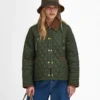 Women's Olive Quilted Puffer Jacket