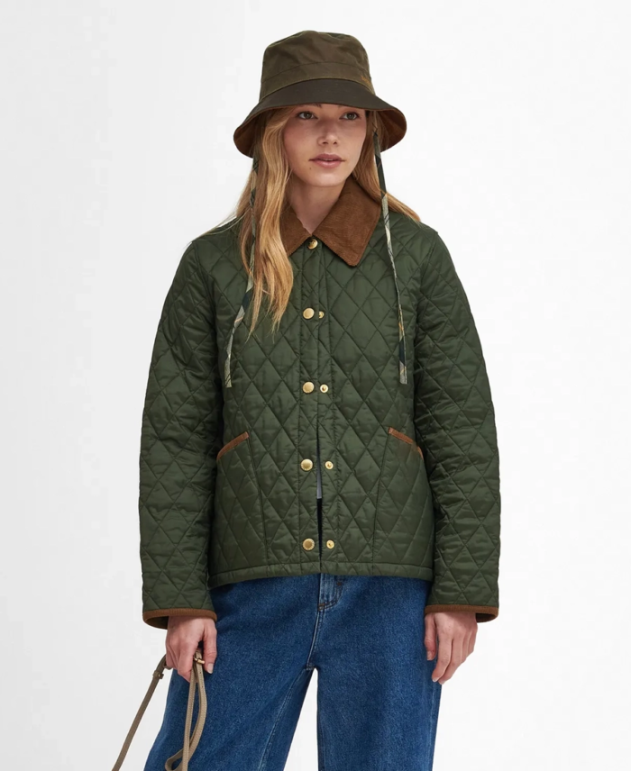 Women's Olive Quilted Puffer Jacket