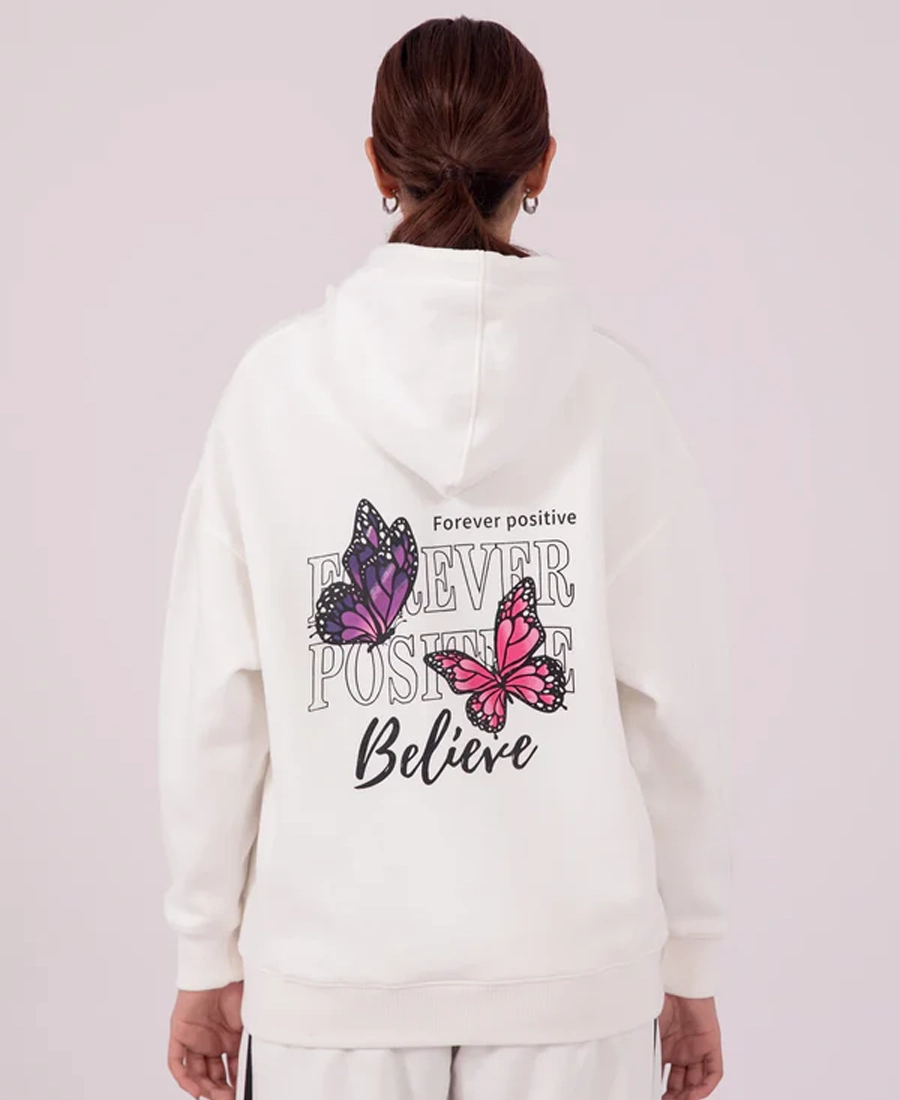 Women'S Oversized Forever Positive Hoodie Women'S Oversized Forever Positive Hoodie - Trendy Leather Jackets