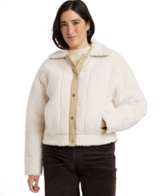 Women's Utility White Faux Fur Jacket - Trendy Leather Jackets