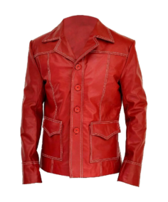 Men's Red Tyler Durden Lambskin Leather Biker Jacket - Trendy Leather Jackets