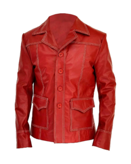 Men's Red Tyler Durden Lambskin Leather Biker Jacket - Trendy Leather Jackets