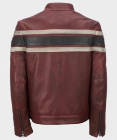 Mens Retro Red Waxed Vintage Jacket Back - Trendy Leather Jackets